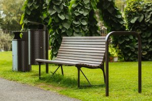 Street Furniture - Bench, Bicycle Stand and Trash Can